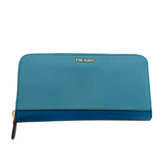 Prada Zippy Geldbörse aus Saffiano Leder Blau / gut Prada