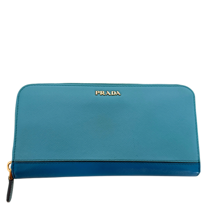 Prada Zippy Geldbörse aus Saffiano Leder Blau / gut Prada