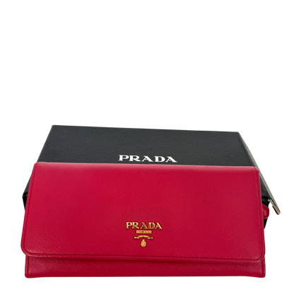 Prada lange Geldbörse aus Saffiano Leder Pink / gut Prada