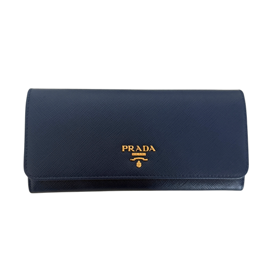 Prada lange Geldbörse aus Saffiano Leder Bluette / neuwertig Prada