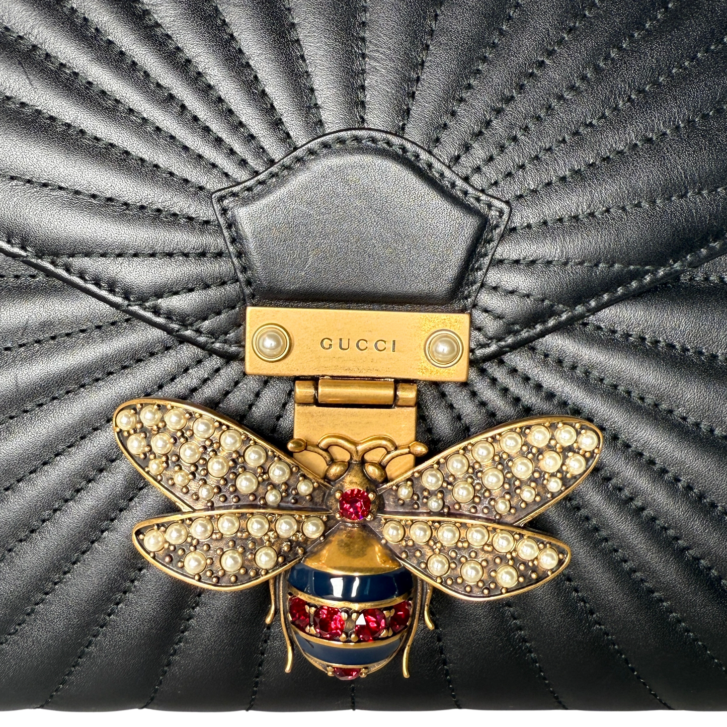 Gucci Queen Margaret Top Handle Tasche Schwarz / sehr gut Gucci