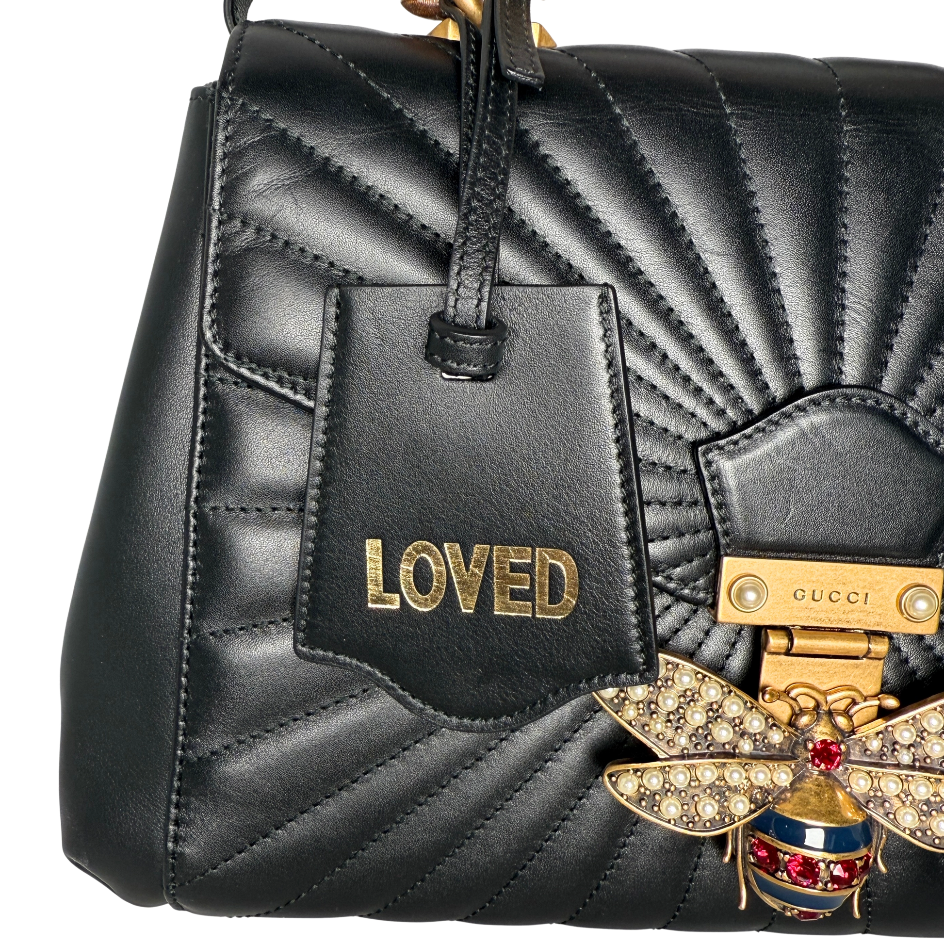 Gucci Queen Margaret Top Handle Tasche Schwarz / sehr gut Gucci