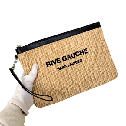 Saint Laurent Rive Gauche Raffia Pouch Beige / neuwertig Saint Laurent