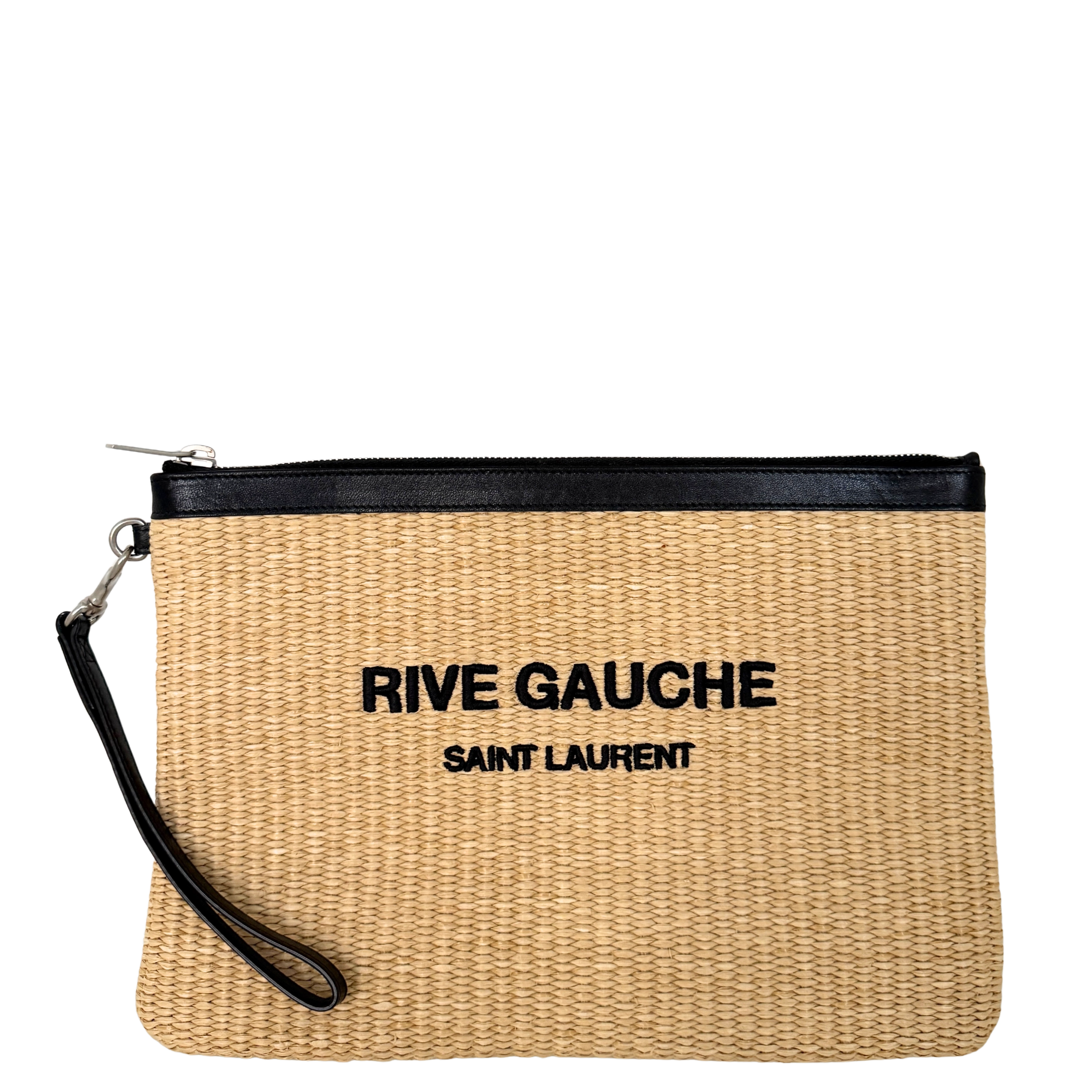 Saint Laurent Rive Gauche Raffia Pouch Beige / neuwertig Saint Laurent