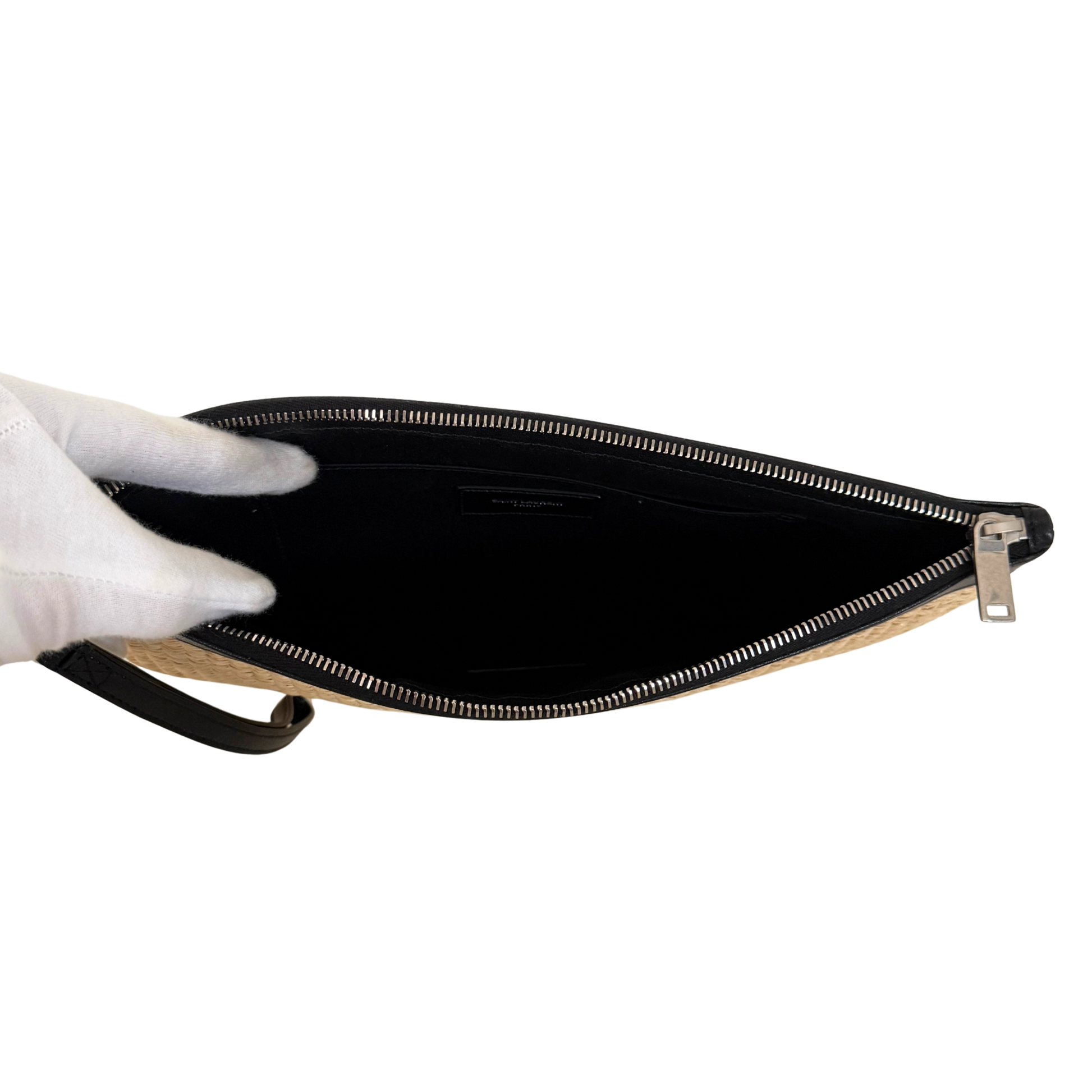 Saint Laurent Rive Gauche Raffia Pouch Beige / neuwertig Saint Laurent