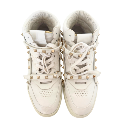 Valentino Garavani Rockstud High-Top Sneaker Größe 38 Weiß / sehr gut Valentino