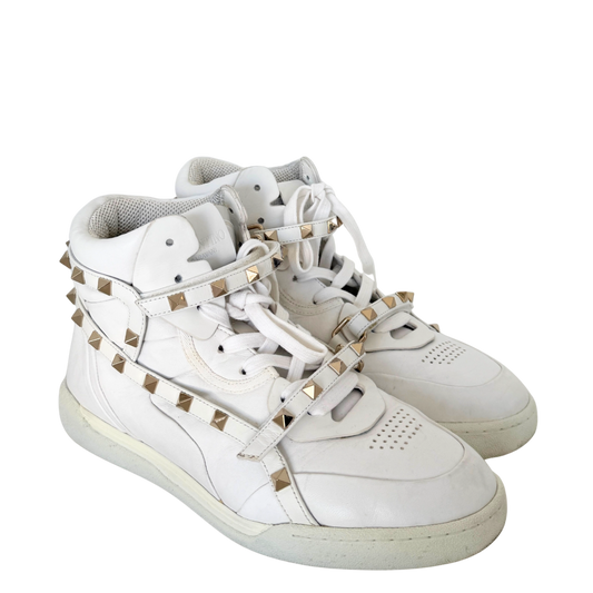 Valentino Garavani Rockstud High-Top Sneaker Größe 38 Weiß / sehr gut Valentino