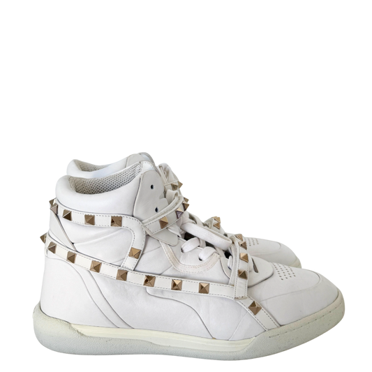 Valentino Garavani Rockstud High-Top Sneaker Größe 38 Weiß / sehr gut Valentino