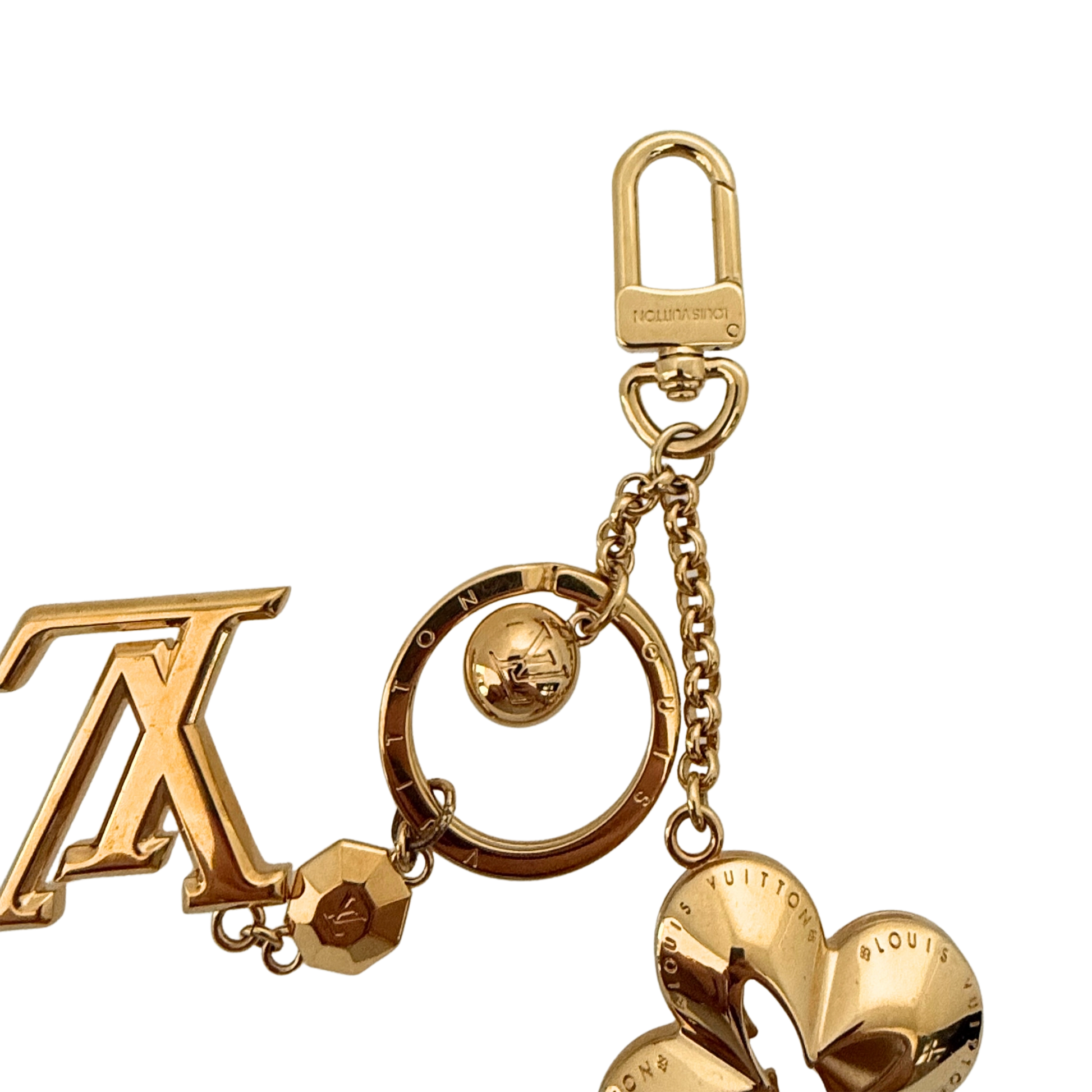 Louis Vuitton Eclipse Flower Taschenschmuck und Schlüsselanhänger Gold / sehr gut Louis Vuitton