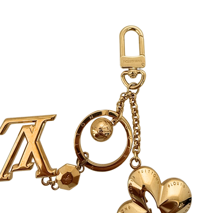 Louis Vuitton Eclipse Flower Taschenschmuck und Schlüsselanhänger Gold / sehr gut Louis Vuitton