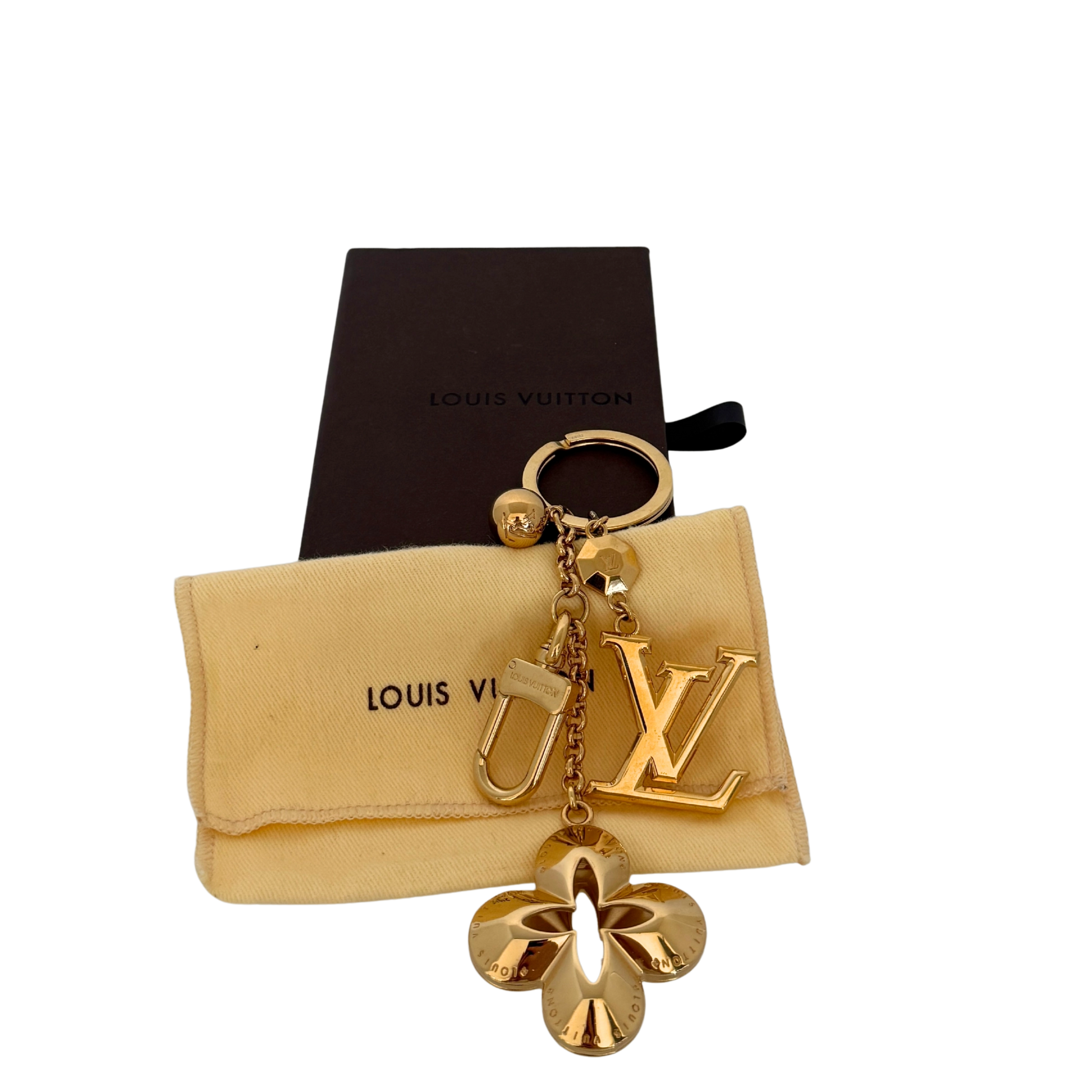 Louis Vuitton Eclipse Flower Taschenschmuck und Schlüsselanhänger Gold / sehr gut Louis Vuitton