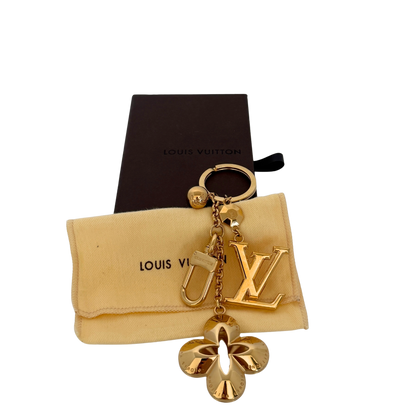 Louis Vuitton Eclipse Flower Taschenschmuck und Schlüsselanhänger Gold / sehr gut Louis Vuitton