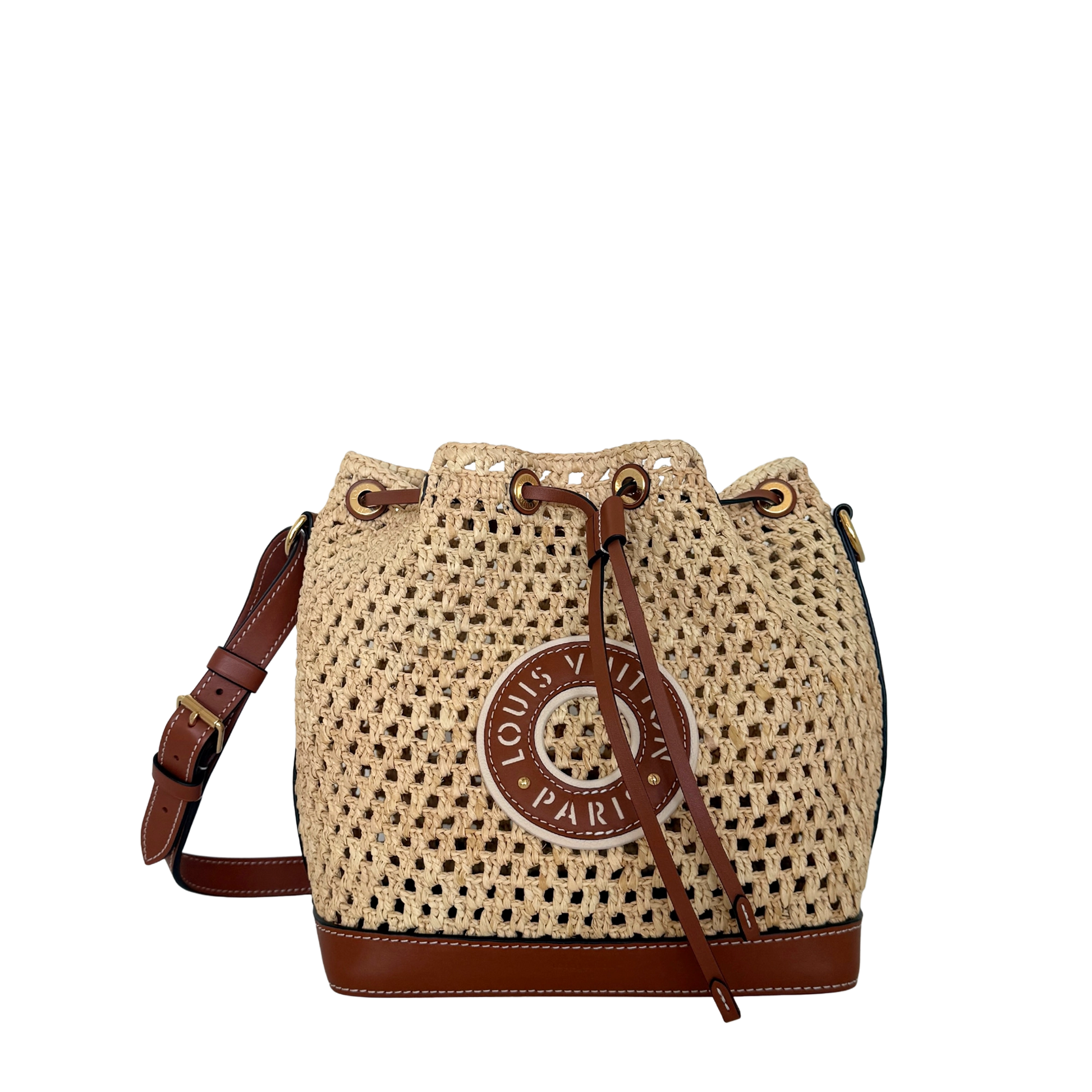 Louis Vuitton Noé BB M24722 Beige Raffia Fullset / gut Louis Vuitton
