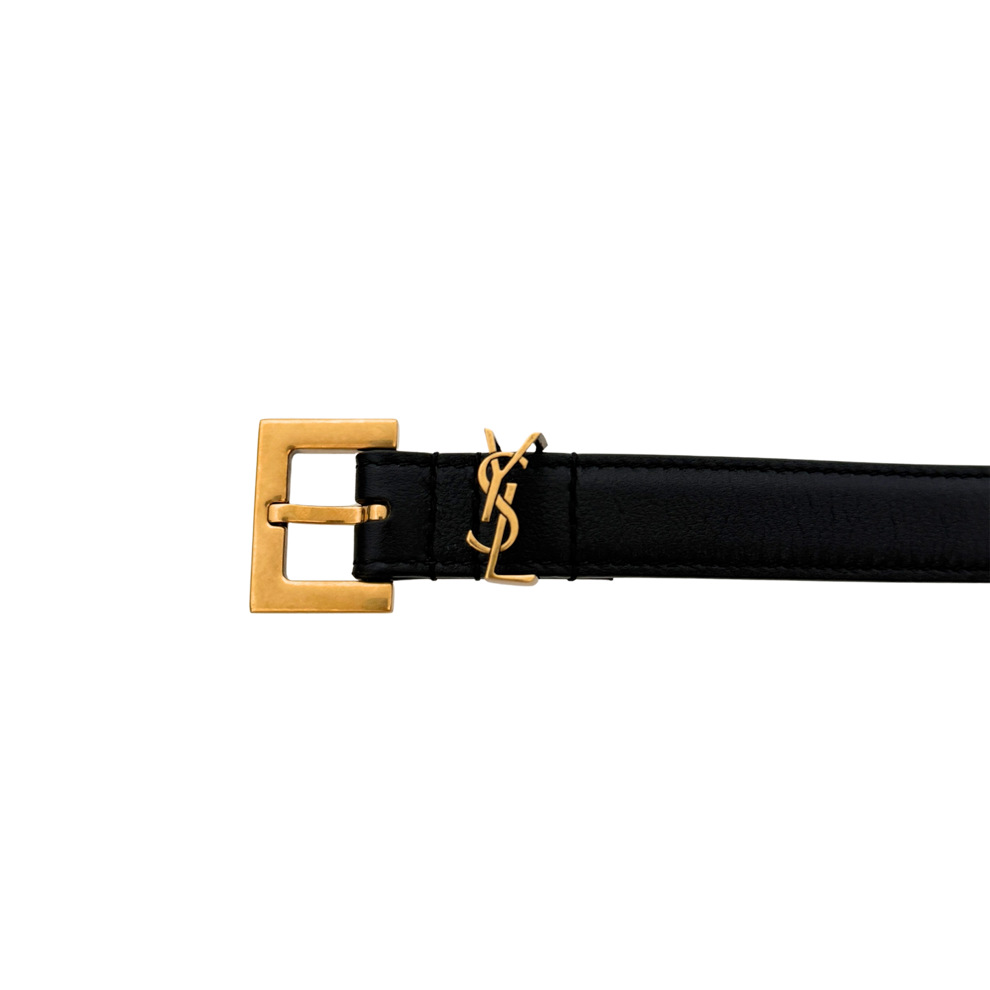 Saint Laurent Cassandre Gürtel aus Glattleder mit quadratischer Schnalle Schwarz 80cm Fullset / neuwertig Saint Laurent