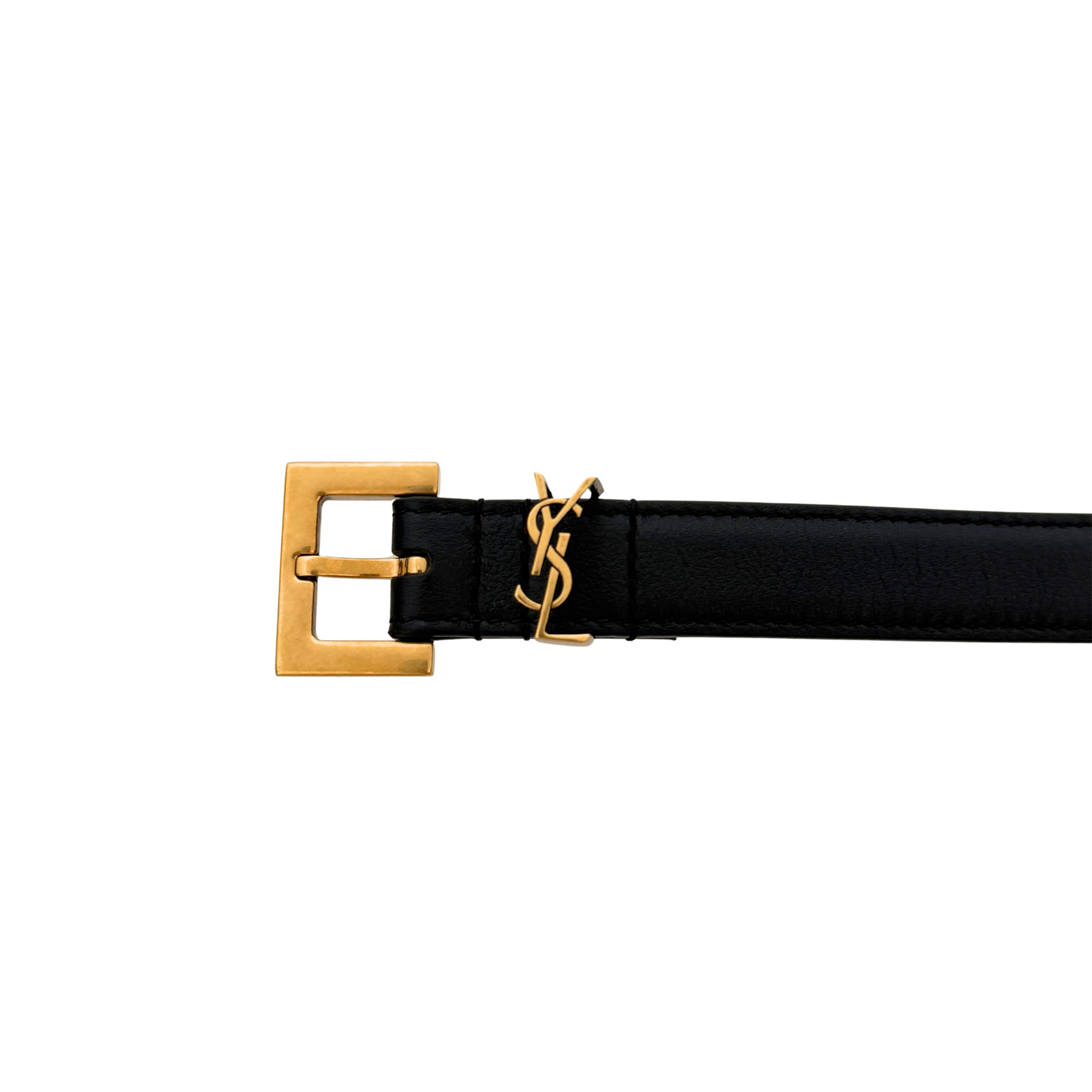 Saint Laurent Cassandre Gürtel aus Glattleder mit quadratischer Schnalle Schwarz 80cm Fullset / neuwertig Saint Laurent