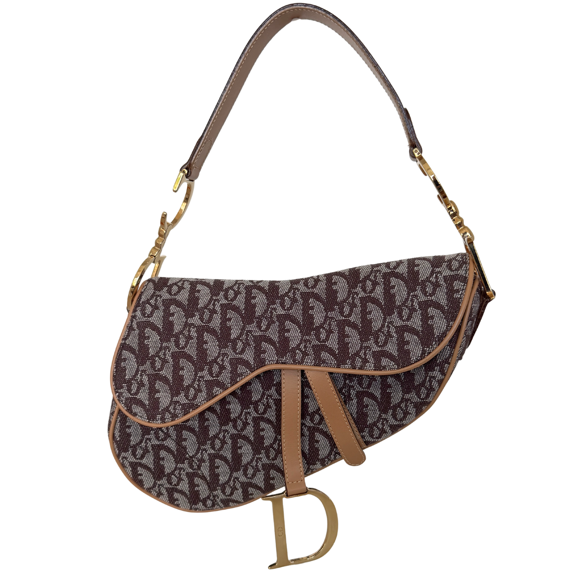 Dior Saddle mittelgroße Tasche Stoff Hellbraun John Galliano Vintage / neuwertig Dior