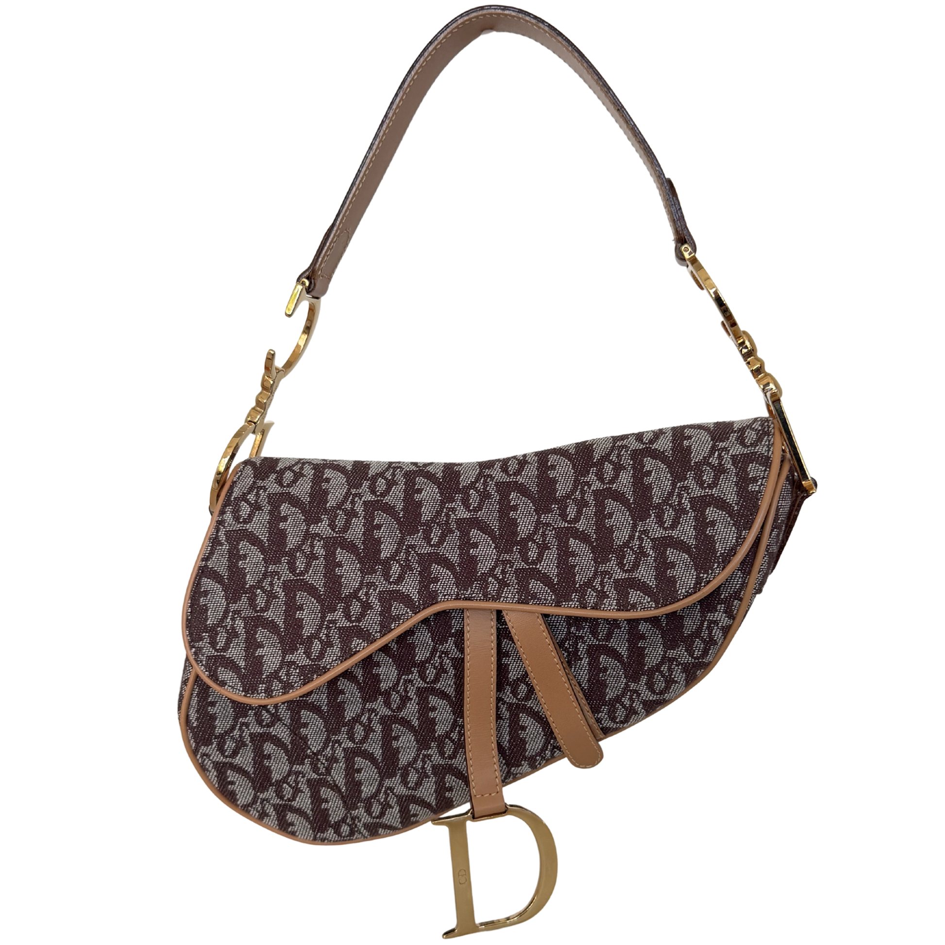 Dior Saddle mittelgroße Tasche Stoff Hellbraun John Galliano Vintage / neuwertig Dior