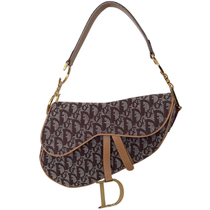 Dior Saddle mittelgroße Tasche Stoff Hellbraun John Galliano Vintage / neuwertig Dior