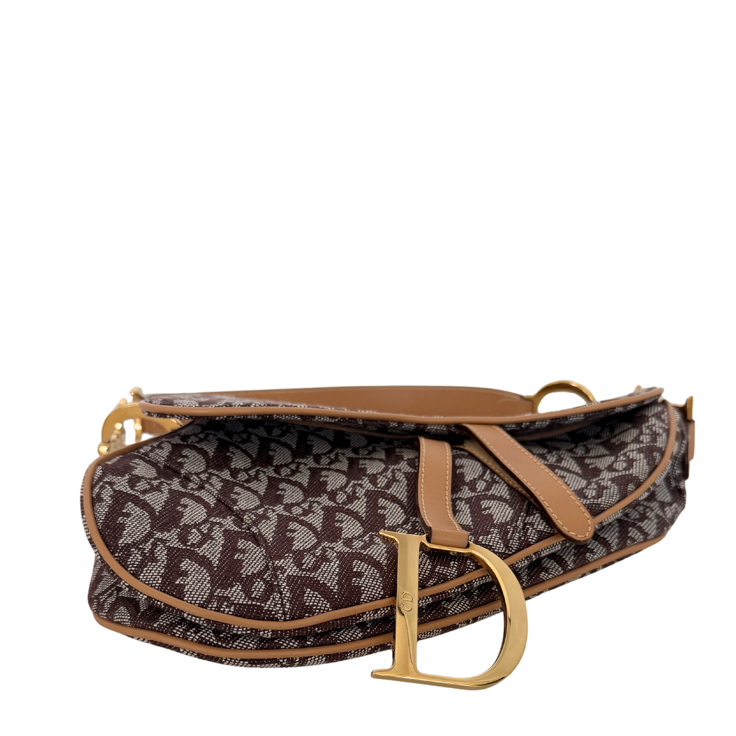 Dior Saddle mittelgroße Tasche Stoff Hellbraun John Galliano Vintage / neuwertig Dior