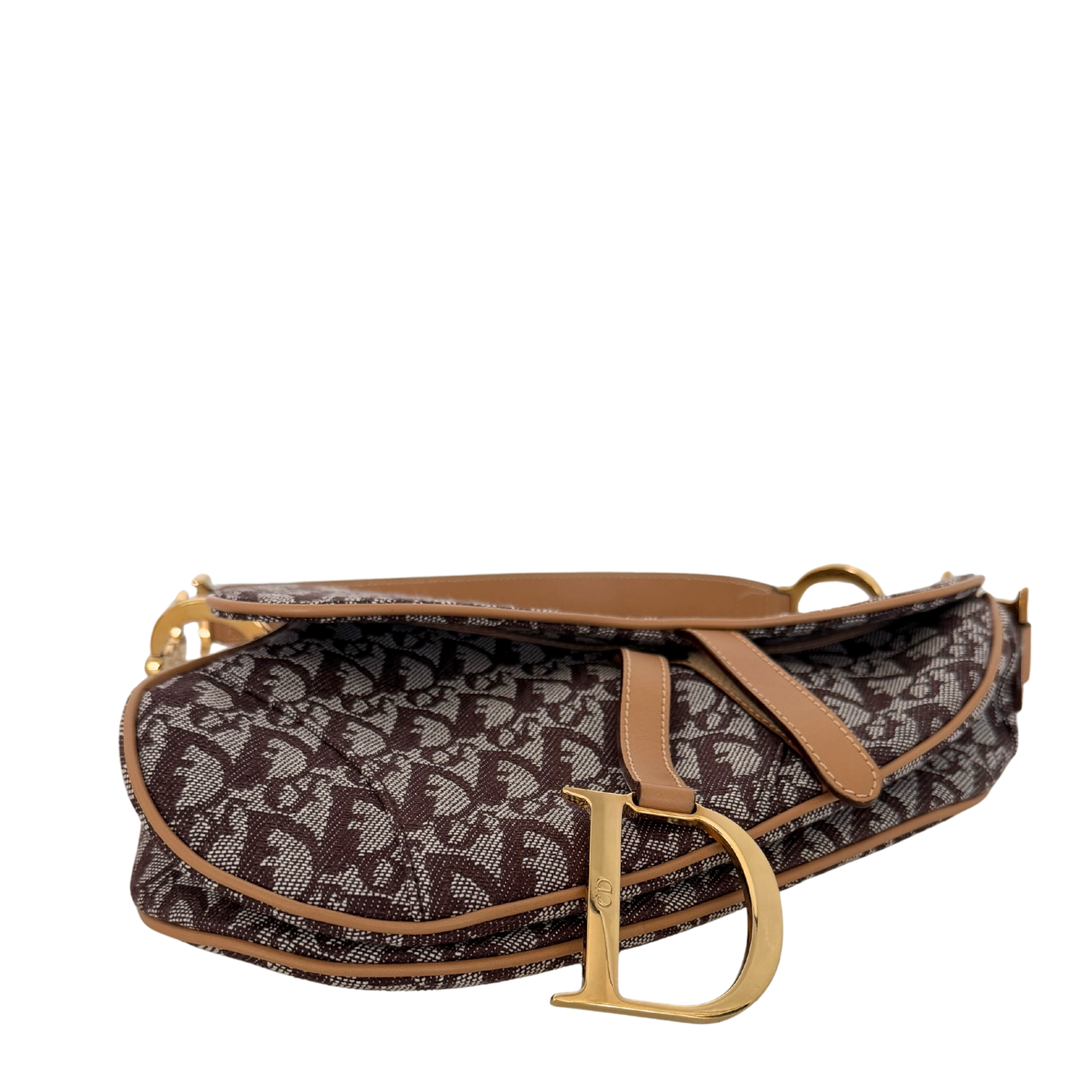 Dior Saddle mittelgroße Tasche Stoff Hellbraun John Galliano Vintage / neuwertig Dior