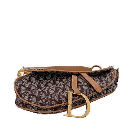 Dior Saddle mittelgroße Tasche Stoff Hellbraun John Galliano Vintage / neuwertig Dior