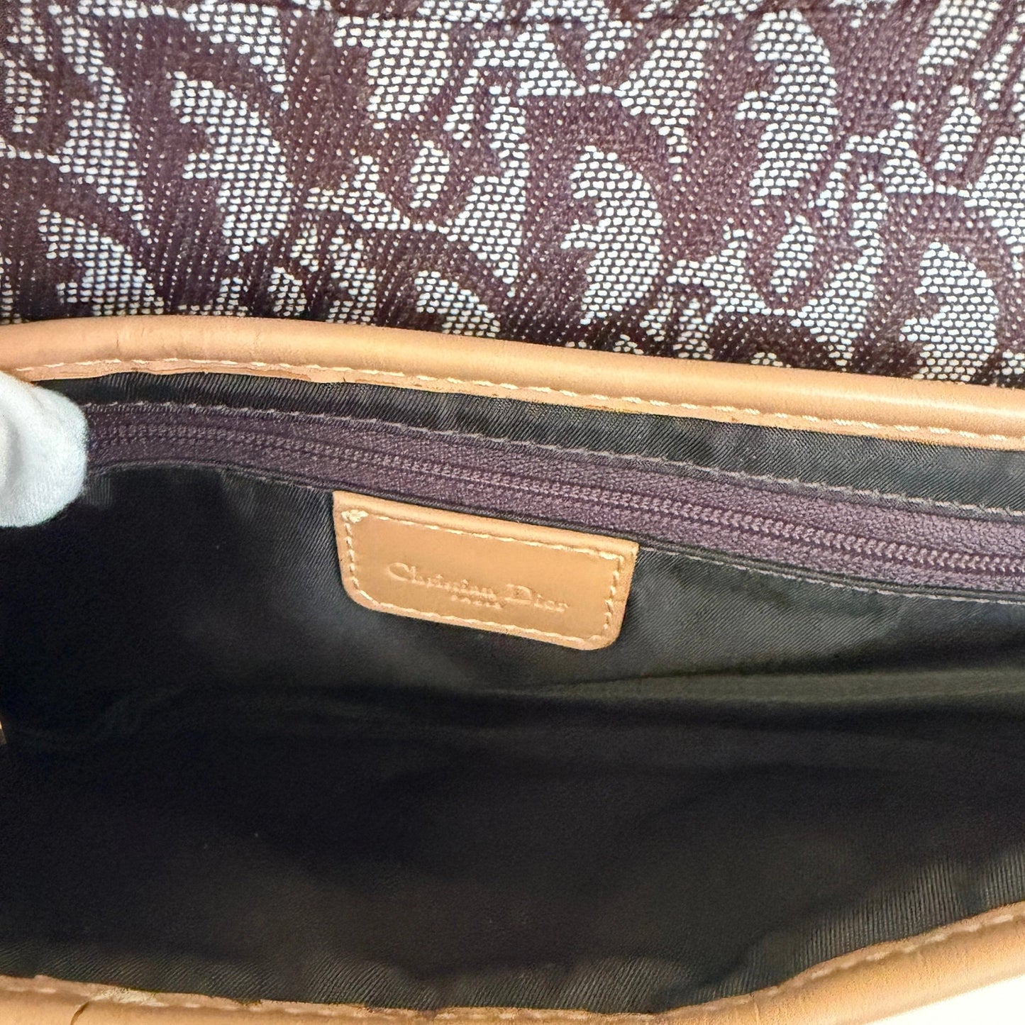 Dior Saddle mittelgroße Tasche Stoff Hellbraun John Galliano Vintage / neuwertig Dior