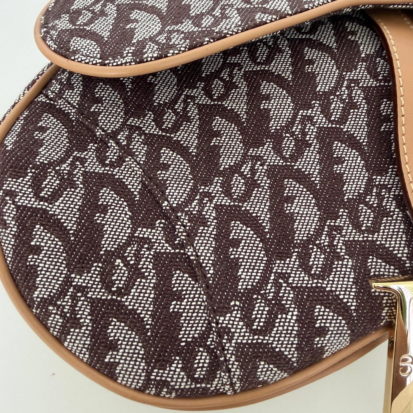 Dior Saddle mittelgroße Tasche Stoff Hellbraun John Galliano Vintage / neuwertig Dior