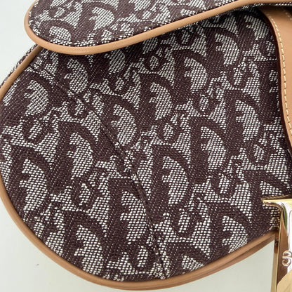 Dior Saddle mittelgroße Tasche Stoff Hellbraun John Galliano Vintage / neuwertig Dior