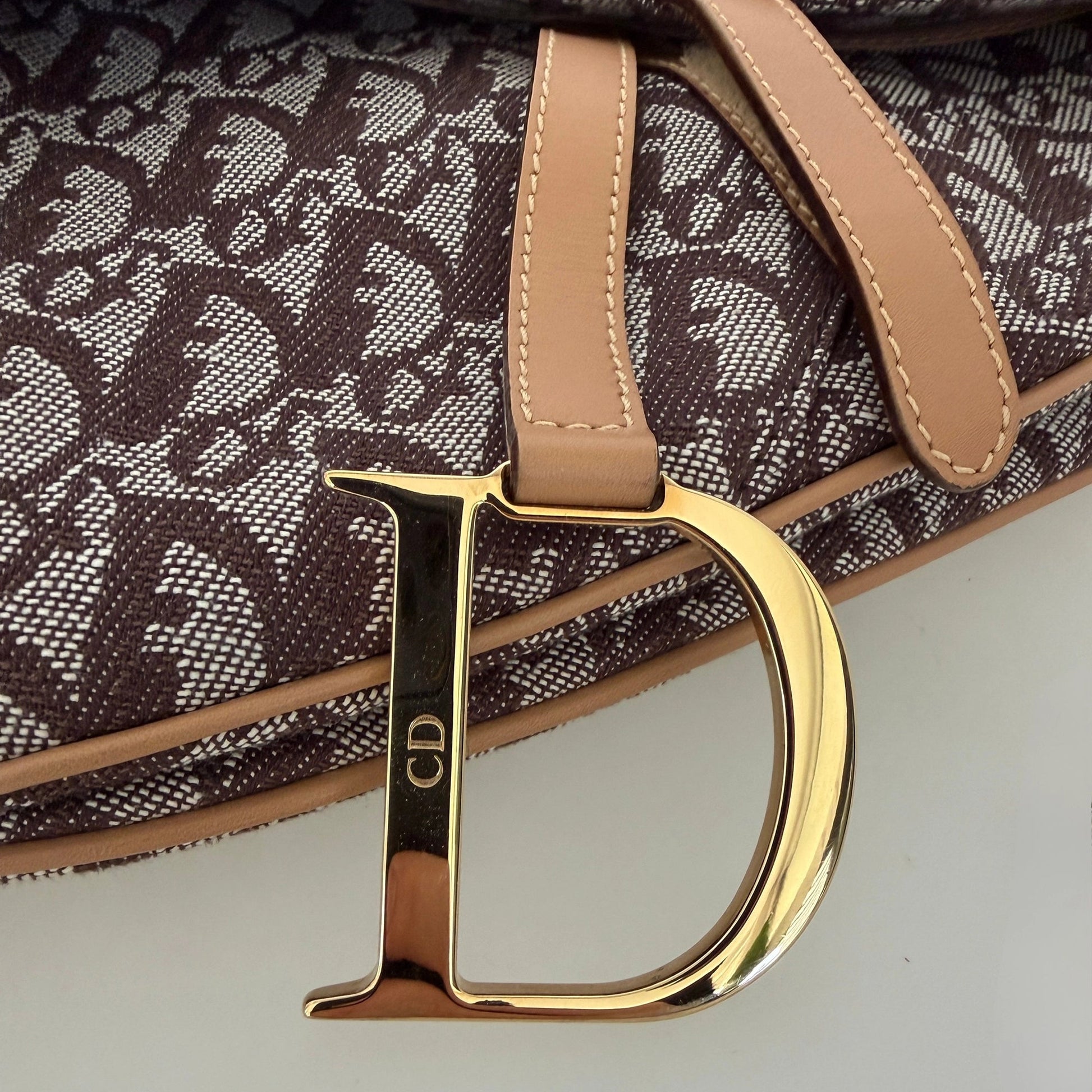 Dior Saddle mittelgroße Tasche Stoff Hellbraun John Galliano Vintage / neuwertig Dior