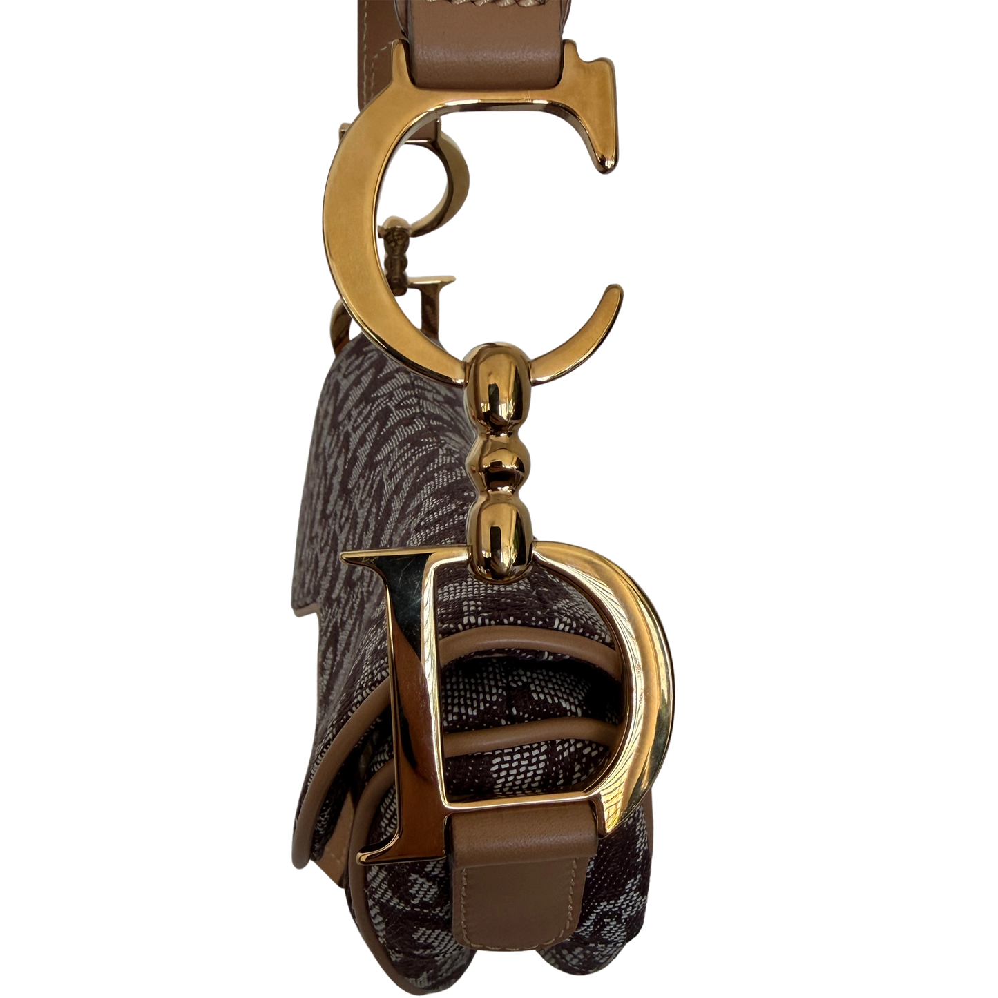 Dior Saddle mittelgroße Tasche Stoff Hellbraun John Galliano Vintage / neuwertig Dior