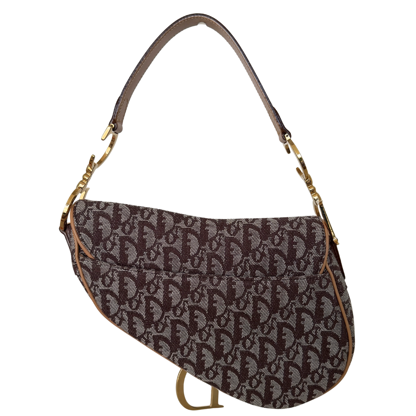 Dior Saddle mittelgroße Tasche Stoff Hellbraun John Galliano Vintage / neuwertig Dior