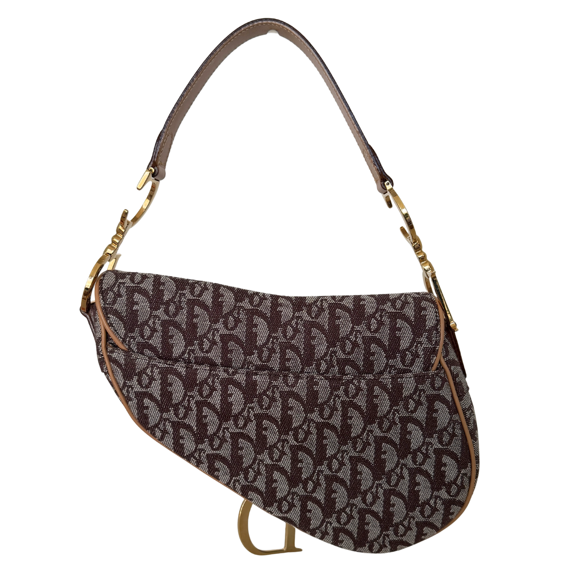 Dior Saddle mittelgroße Tasche Stoff Hellbraun John Galliano Vintage / neuwertig Dior