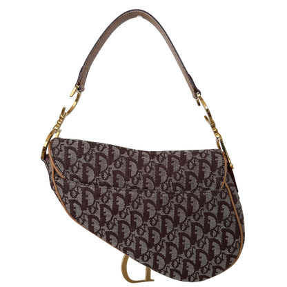 Dior Saddle mittelgroße Tasche Stoff Hellbraun John Galliano Vintage / neuwertig Dior