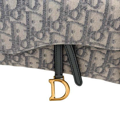 Dior kleine Saddle Pouch mit Kette Dior Oblique Jacquard Grau Fullset / neuwertig Dior
