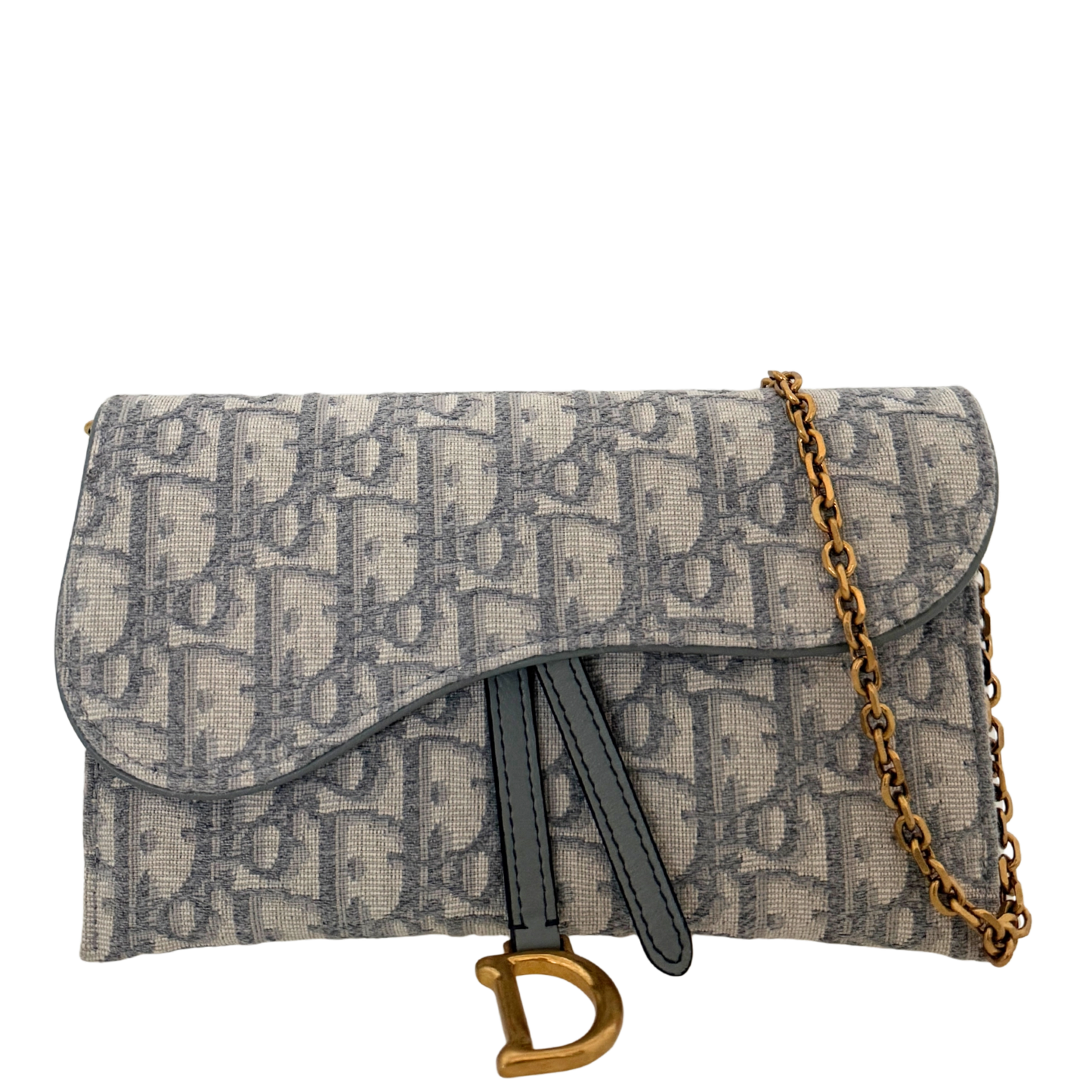 Dior kleine Saddle Pouch mit Kette Dior Oblique Jacquard Grau Fullset / neuwertig Dior