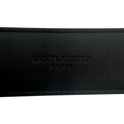 Saint Laurent Cassandre Gürtel aus Lackleder mit quadratischer Schnalle 85cm Schwarz / sehr gut Saint Laurent