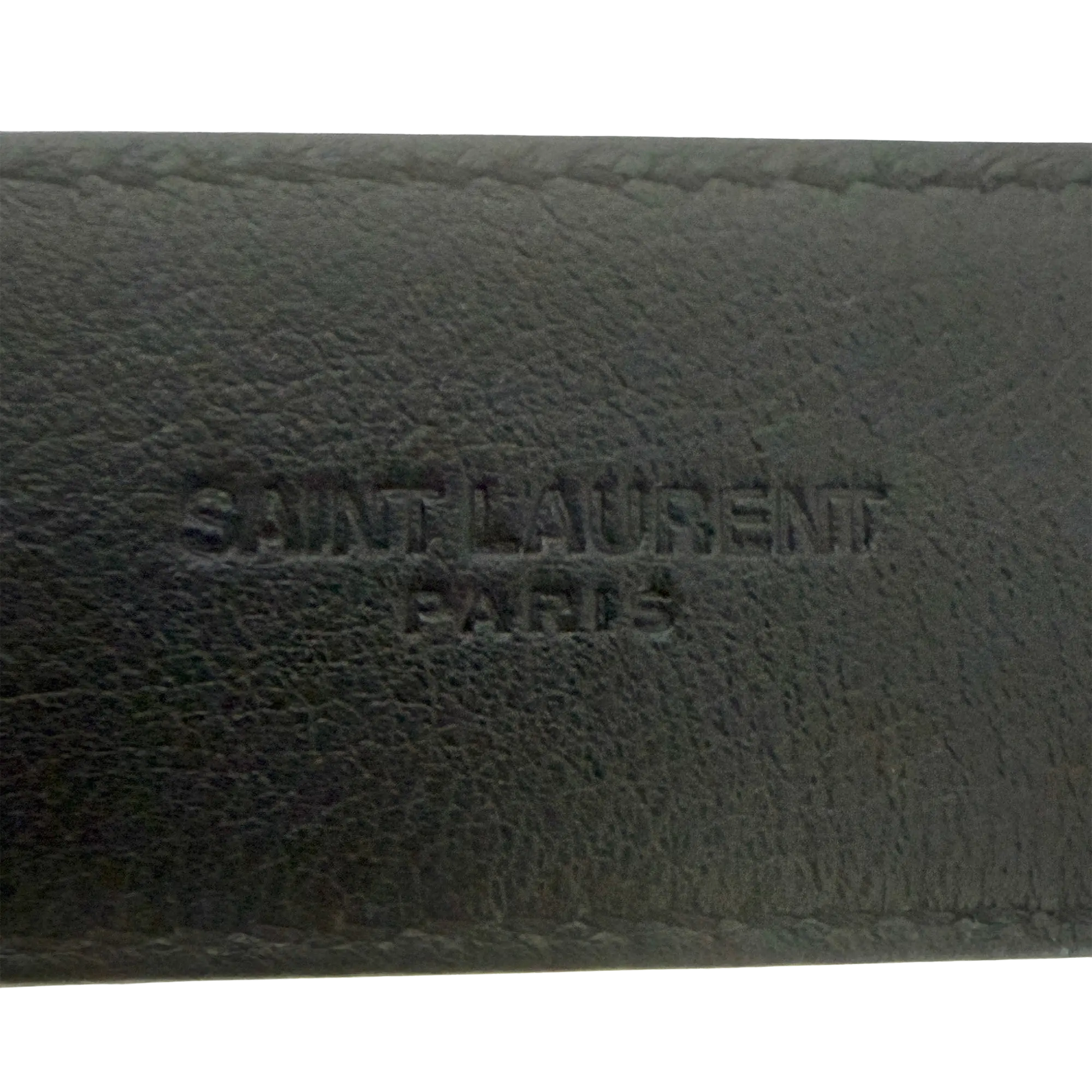 Saint Laurent Cassandre Gürtel aus glänzendem Saint Laurent Leder mit quadratischer Schnalle 80cm Schwarz / sehr gut Saint Laurent