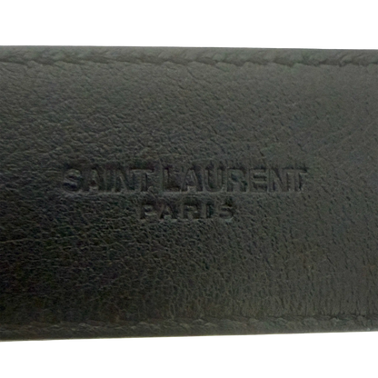 Saint Laurent Cassandre Gürtel aus glänzendem Saint Laurent Leder mit quadratischer Schnalle 80cm Schwarz / sehr gut Saint Laurent