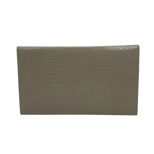 Saint Laurent Kalbsleder Krokodil geprägte Uptown Monogramm Pouch Creme / neuwertig Saint Laurent