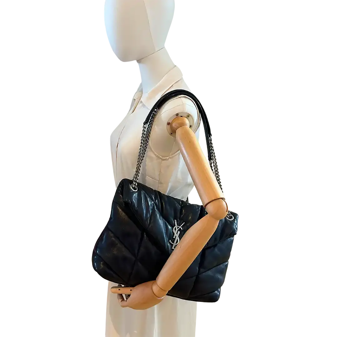 Saint Laurent LouLou Puffer Medium Handtasche schwarz Lammleder / gut Saint Laurent