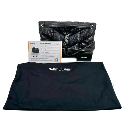 Saint Laurent LouLou Puffer Medium Handtasche schwarz Lammleder / gut Saint Laurent