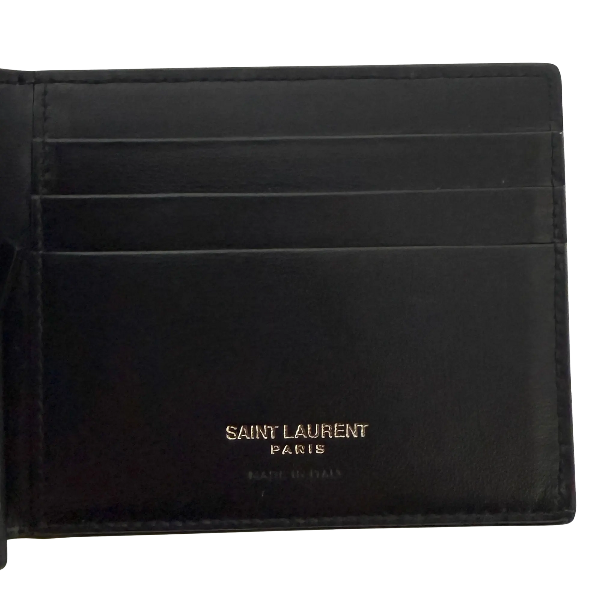 Saint Laurent Tiny Cassandre Brieftasche mit Geldklammer aus mattem Leder Schwarz/ neuwertig Saint Laurent