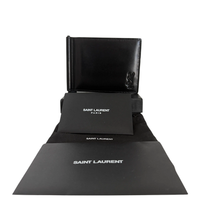 Saint Laurent Tiny Cassandre Brieftasche mit Geldklammer aus mattem Leder Schwarz/ neuwertig Saint Laurent