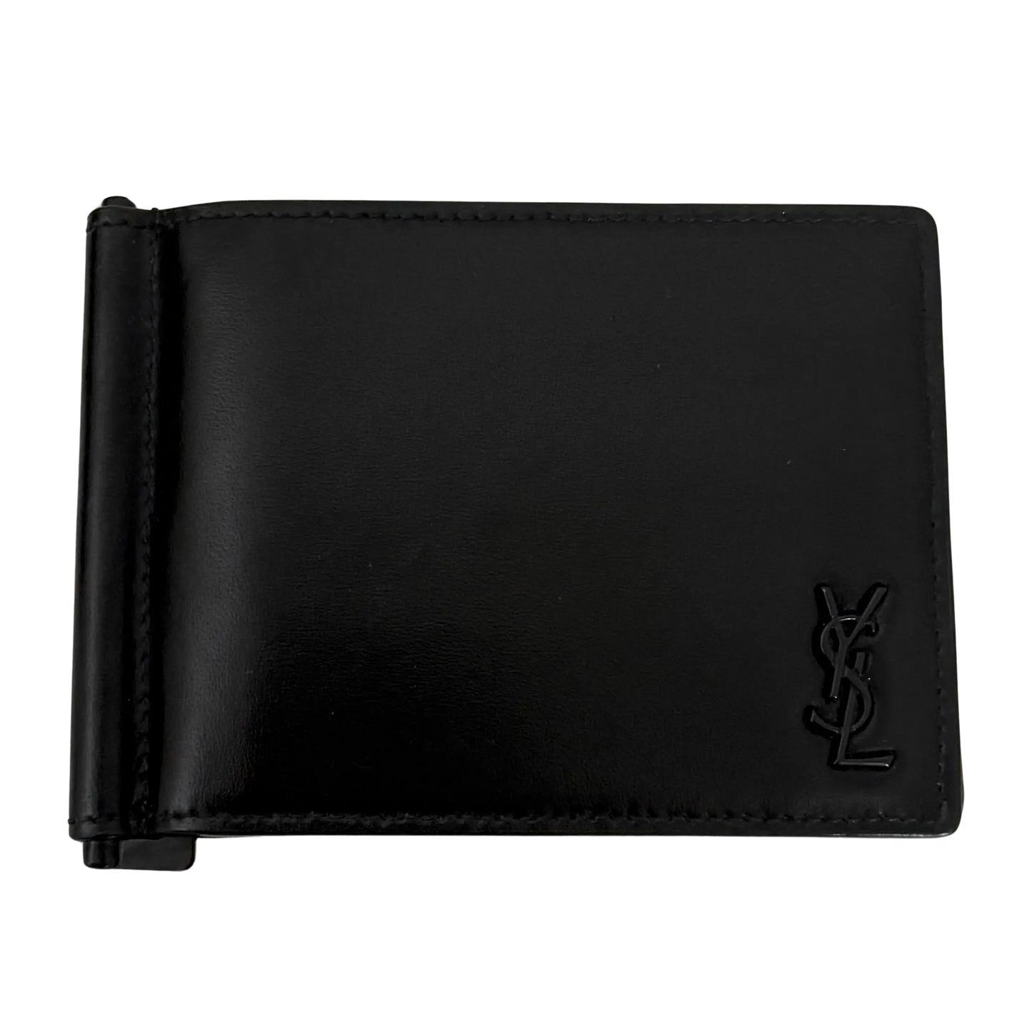 Saint Laurent Tiny Cassandre Brieftasche mit Geldklammer aus mattem Leder Schwarz/ neuwertig Saint Laurent