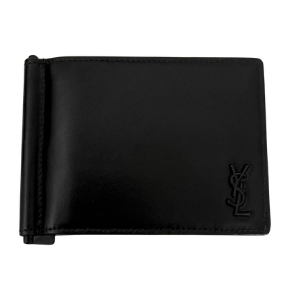 Saint Laurent Tiny Cassandre Brieftasche mit Geldklammer aus mattem Leder Schwarz/ neuwertig Saint Laurent