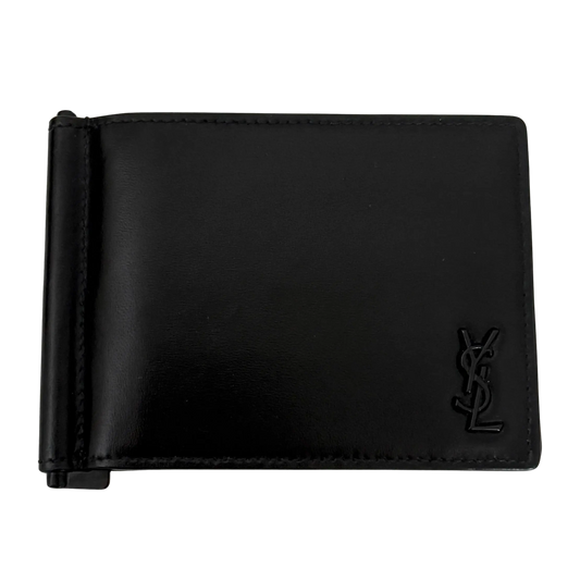 Saint Laurent Tiny Cassandre Brieftasche mit Geldklammer aus mattem Leder Schwarz/ neuwertig Saint Laurent