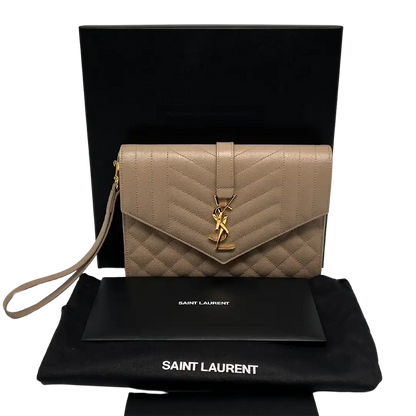 Saint Laurent YSL Cassandre Grain-de-Poudre dark beige Fullset / neuwertig - Echtheitscheck