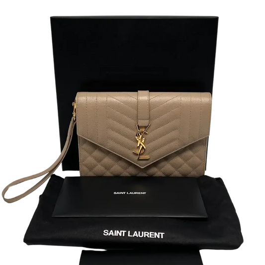 Saint Laurent YSL Cassandre Grain-de-Poudre dark beige Fullset / neuwertig - Echtheitscheck