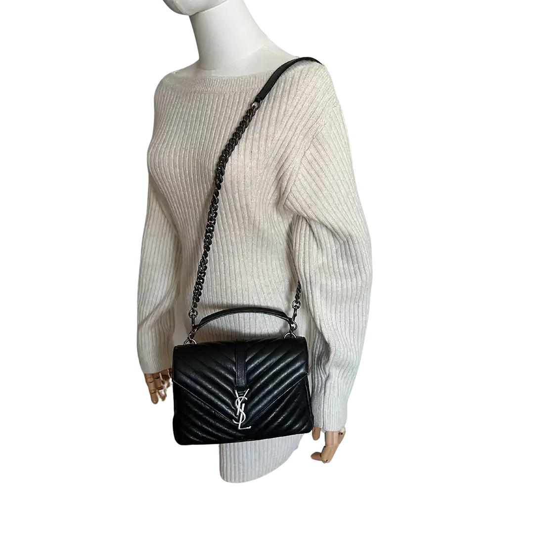 Saint Laurent YSL College Medium Handtasche schwarz Leder / sehr gut Saint Laurent