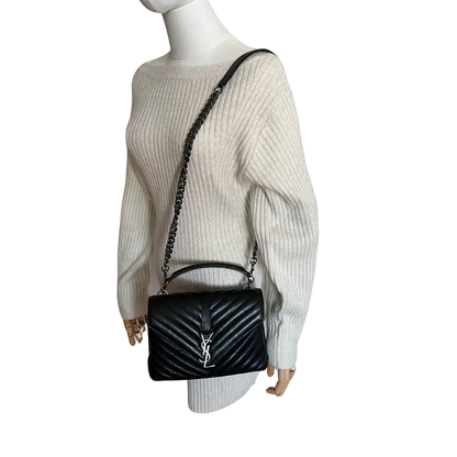 Saint Laurent YSL College Medium Handtasche schwarz Leder / sehr gut Saint Laurent